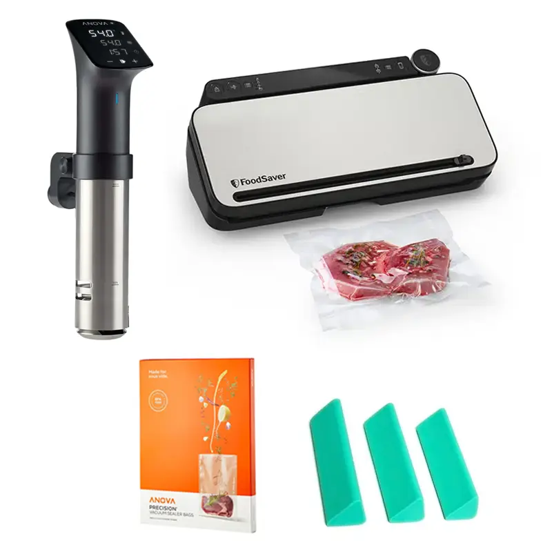 באנדל נובמבר 02 - מכשיר סו ויד ANOVA PRO + מכשיר וואקום VS3190 FoodSaver  + מארז שקיות + סט 3 משקולות